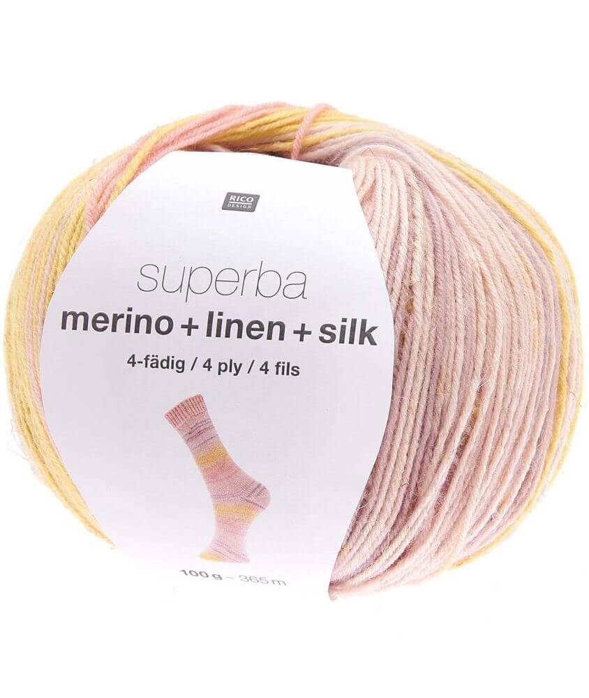 Laine à chaussette Superba Merino + Linen + Silk 4 fils - Rico Design