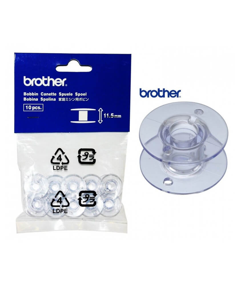 Lot de 10 canettes transparentes de marque Brother pour machine à coudre - Brother