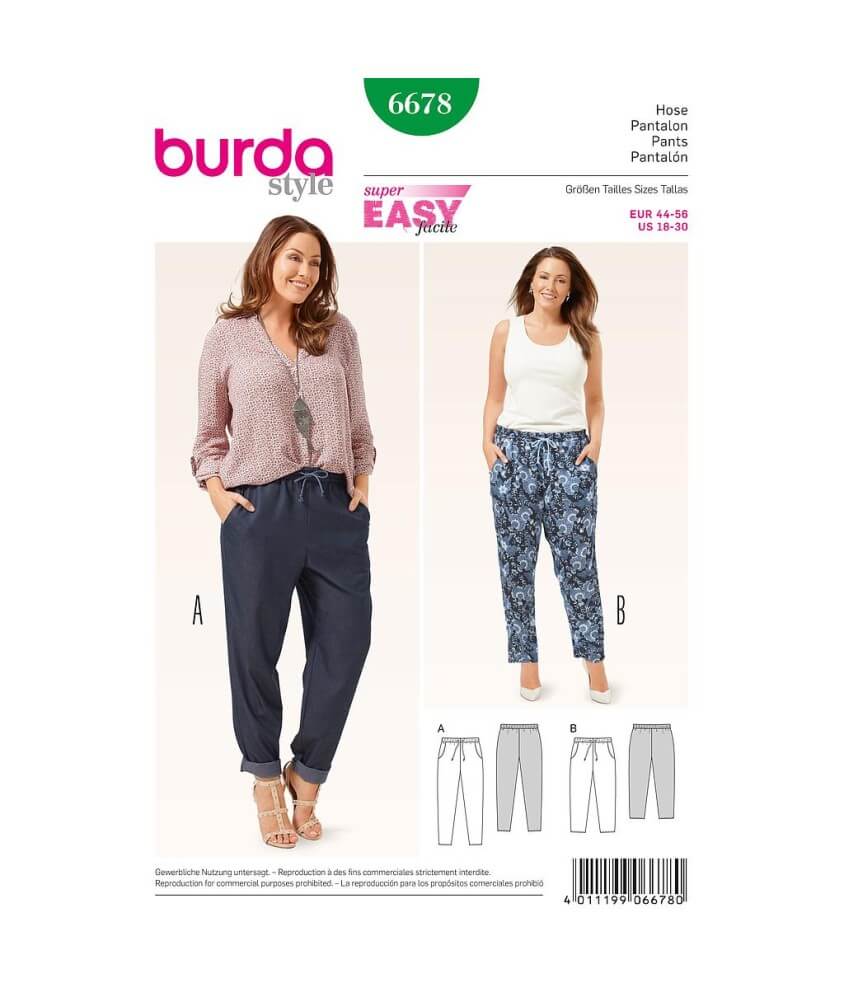 Patron Burda 6678 Pantalon du 44 au 56