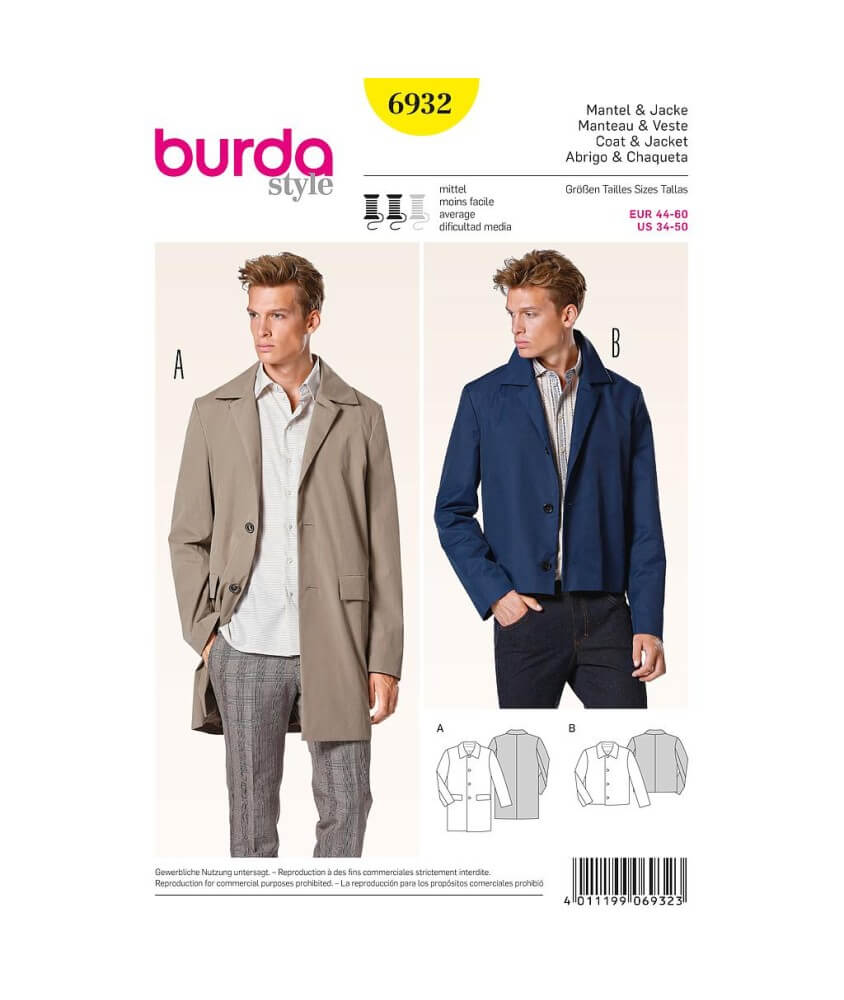 Patron Burda 6932 Manteau et veste du 44 au 60