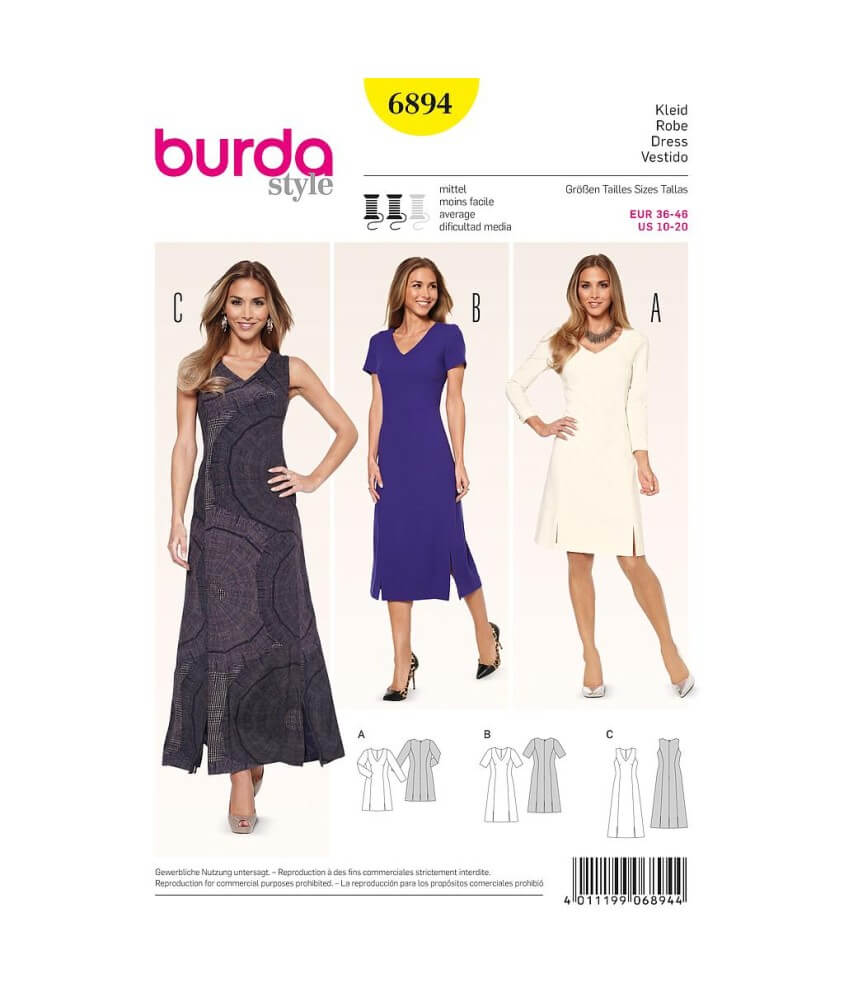 Patron Burda 6894 Robe du 36 au 46