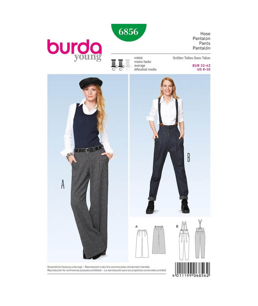 Patron Burda 6856 Pantalon du 32 au 42