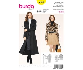 Patron Burda 6845 Manteau et veste du 36 au 46