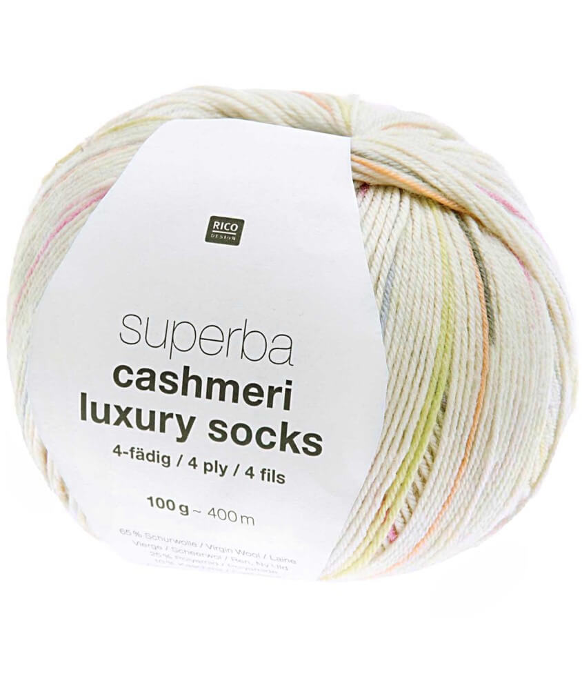 Pelote de laine à chaussettes Superba Cashmeri Luxury Socks 4 fils - 100gr - Rico Design