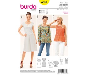 Patron Burda 6685 Robe et blouse du 32 au 44