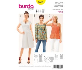 Patron Burda 6685 Robe et blouse du 32 au 44