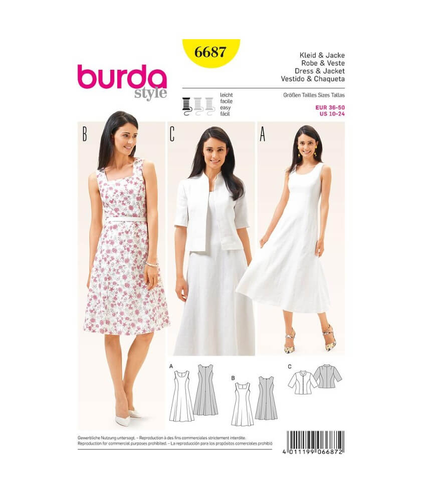 Patron Burda 6687 Robe et veste du 36 au 50