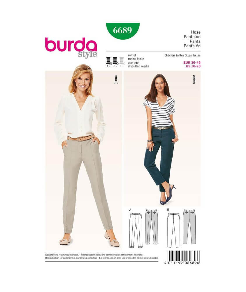 Patron Burda 6689 Pantalon du 36 au 46