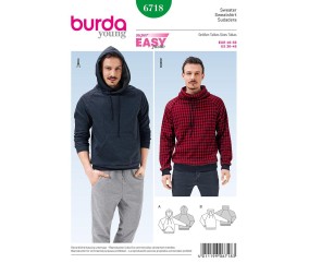 Patron Burda 6718 : Sweatshirt Homme du 46 au 56