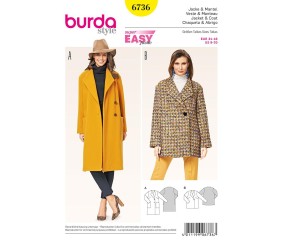 Patron Burda 6736 Veste et manteau du 34 au 46