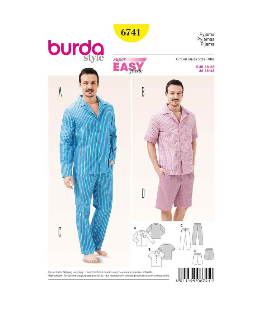 Patron Burda 6741 Pyjama du 48 au 58