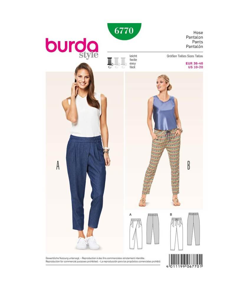 Patron Burda 6770 Pantalon du 36 au 46