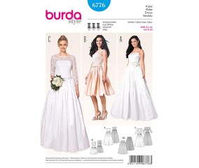 Patron Burda 6776 Robe de mariée et robe de soirée du 34 au 44
