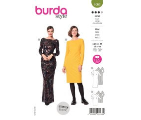 Patron Burda 6068- Robe, robe de soirée – silhouette ajustée – avec décolleté dos du 34 au 44