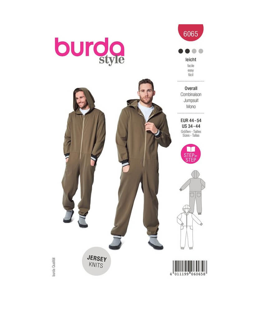 Patron Burda 6065 - Combinaison Homme à capuche du 44 au 54