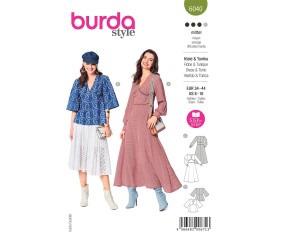 Patron Burda 6040 - Robe et Blouse encolure V et manches froncées du 34 au 44