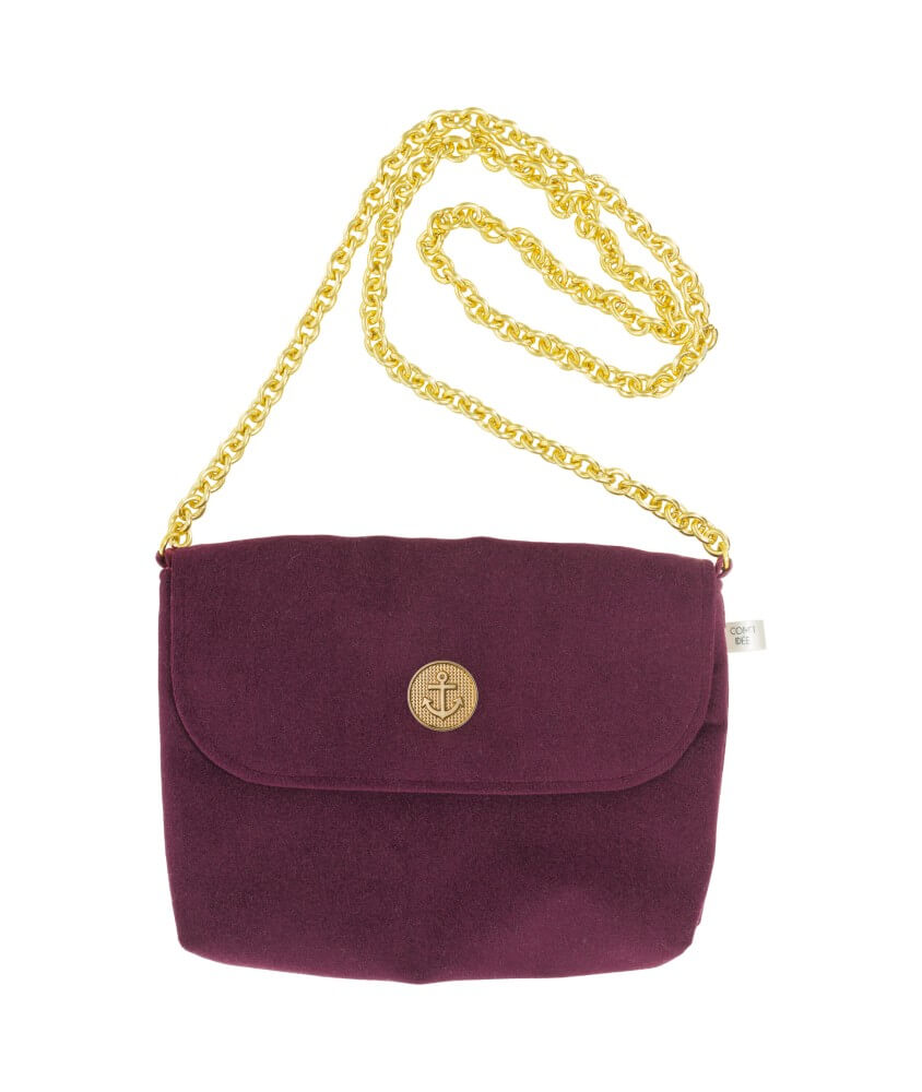 Kit pour sac bandoulière velours prune Jane pour femme - Niveau facile Kit pour sac bandoulière velours prune Jane pour femme - Niveau facile