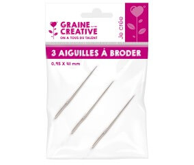 Lot de 3 aiguilles à broder en métal - 0,95 x 41 mm - Graine Créative