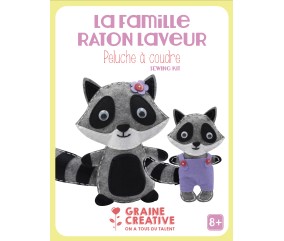 Kit DIY feutre maman et bébé raton laveur - Graine Creative