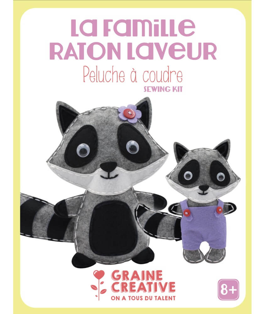 Kit DIY feutre maman et bébé raton laveur - Graine Creative