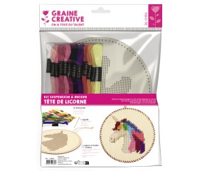 Kit Broderie sur Bois Suspension à Broder Licorne - Graine Creative