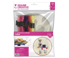 Kit Broderie sur Bois Suspension à Broder Lama - Graine Creative