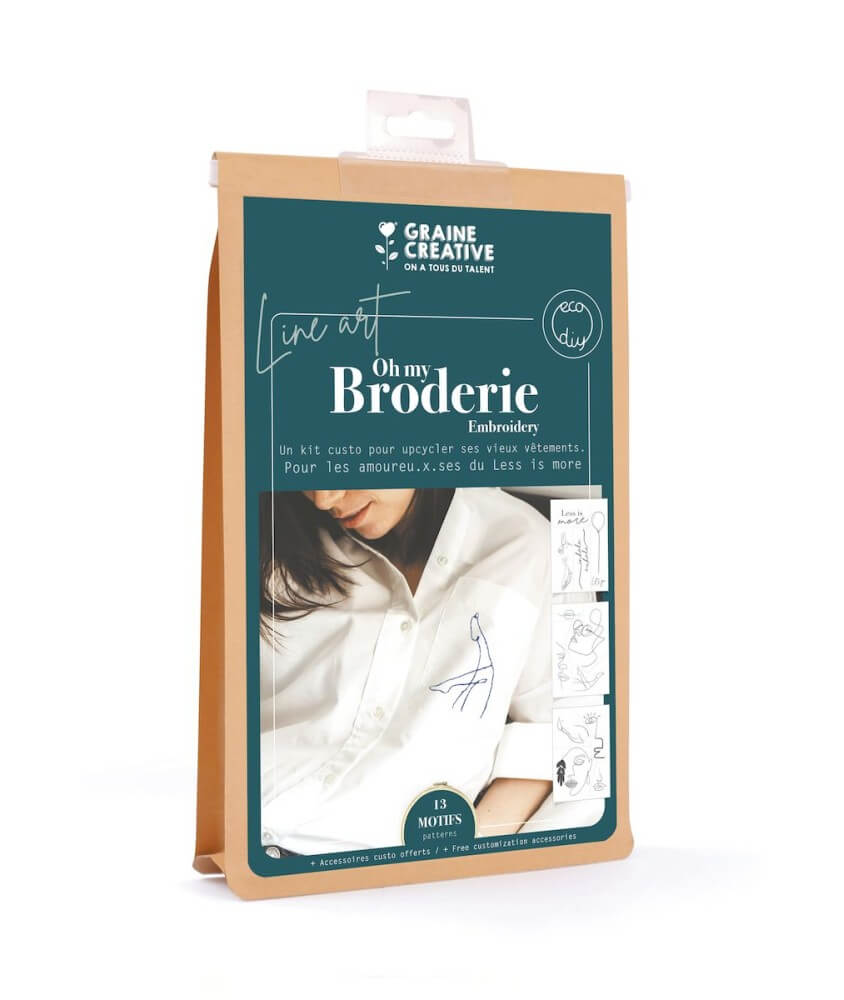 Kit de broderie sur vêtement Line Art - 160 x 260 x 45 mm - Graine Creative