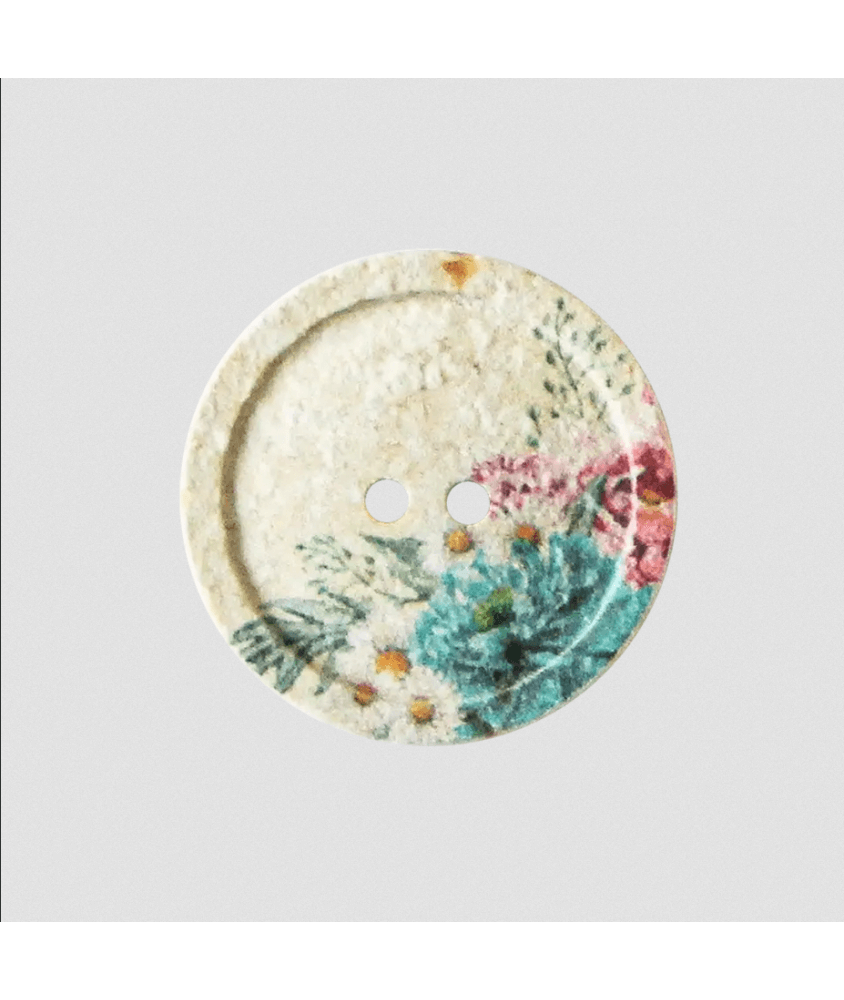 Bouton coton et polyester recyclé motif fleur 2 trous 25mm - Prym