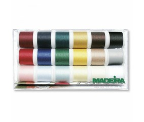 Ensemble de 18 bobines de fils à coudre Aerofil 100% polyester Madeira - 200 m - Certifié Oeko-Tex