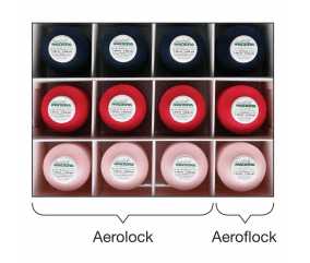 Boîte de fils Madeira - 9 bobines d'Aeroflock 125 et 3 bobines d'Aeroflock 100 - Bleu, rose clair et fuschia - Certifié Oeko-Tex