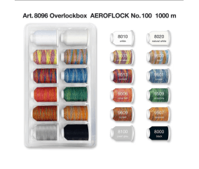 Coffret de 12 cônes de fil mousse multicolore Aeroflock Madeira - 1000m - Certifié Oeko-Tex
