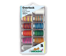 Coffret de 12 cônes de fil mousse multicolore Aeroflock Madeira - 1000m - Certifié Oeko-Tex