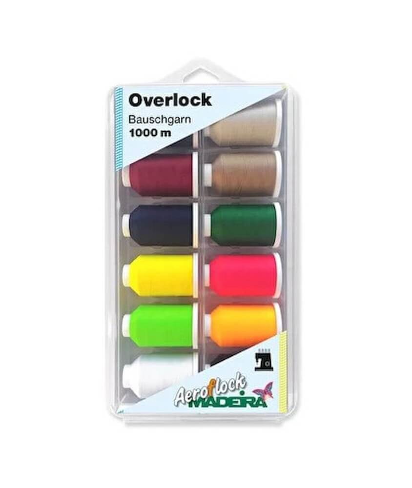 Coffret de 12 cônes de fil mousse uni Aeroflock Madeira - 1000m - Certifié Oeko-Tex