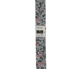 Biais en coton motif Fleurs 1,5m x 20mm - Distrifil