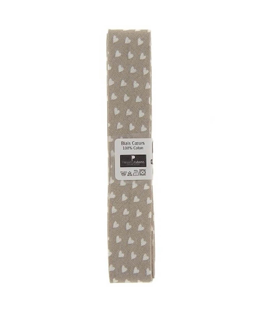 Biais en coton motif petits Coeurs 1,5m x 20mm - Distrifil