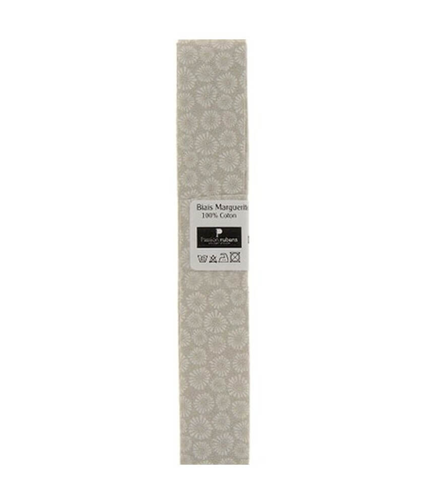 Biais en coton motif Margerites 1,5m x 20mm - Distrifil