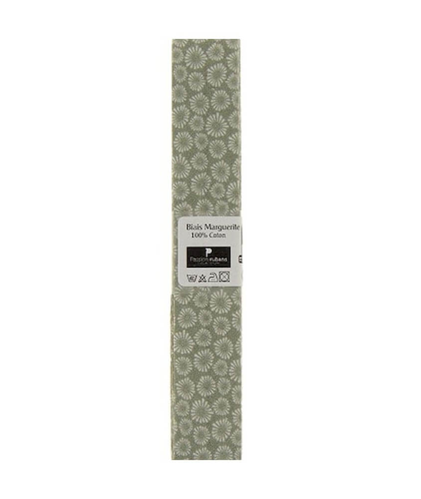 Biais en coton motif Margerites 1,5m x 20mm - Distrifil