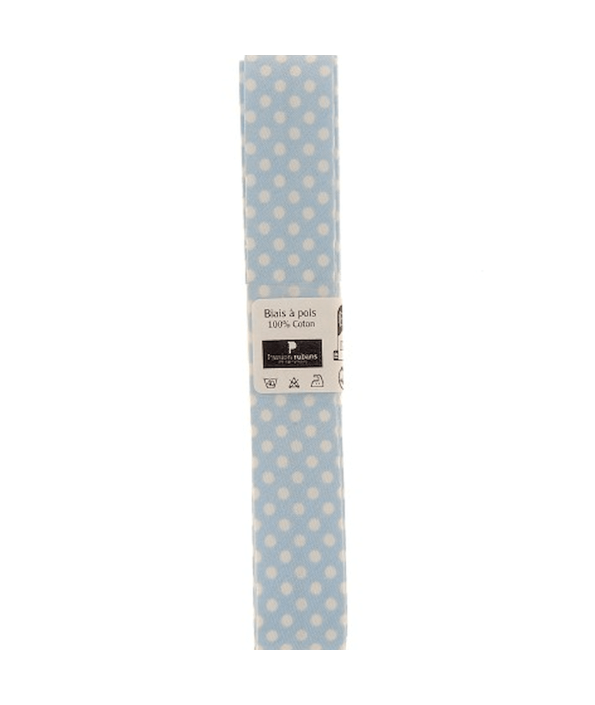 Biais en coton motif Pois 1,5m x 20mm - Distrifil