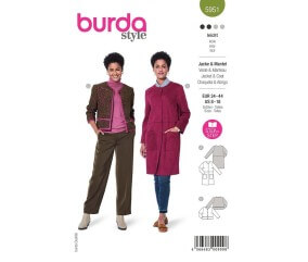 Patron Burda 5951 - Veste courte carrée & manteau sans col du 36 au 46 (FR)