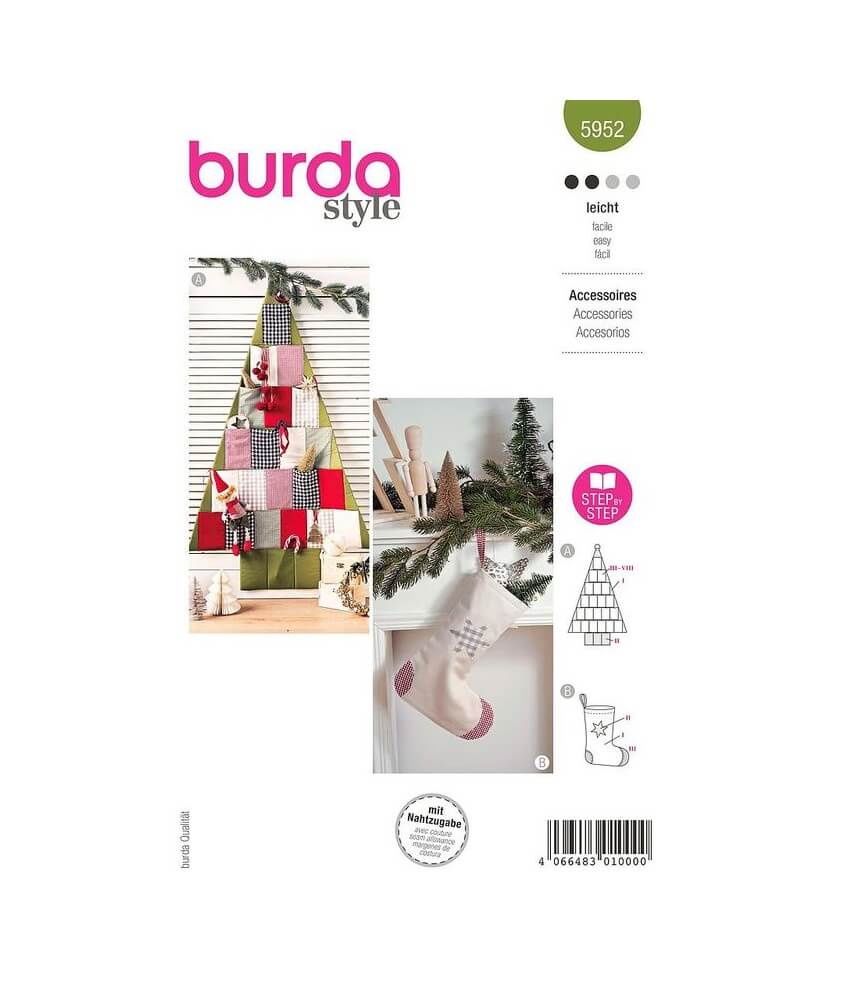 Patron Burda 5952 - Accessoires, calendrier de l'avent en forme de sapin