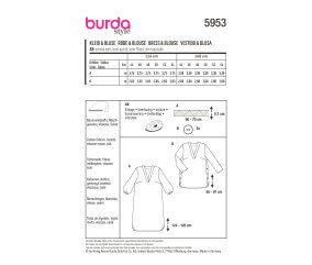 Patron Burda 5953 - Blouse & robe fluides au profond décolleté en V du 46 au 56 (FR)