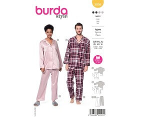 Patron Burda 5956 - Pyjama UNISEX classique et confortable pour elle et lui (M, L, XL)