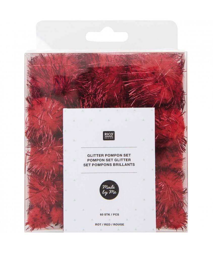 Set POMPONS BRILLANTS ROUGE - Rico Design