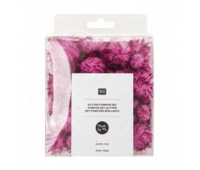 Set POMPONS BRILLANTS ROSE - Rico Design