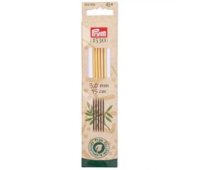 Aiguilles à tricoter doubles pointes 15cm en bambou N°2,5 à 4 - Prym