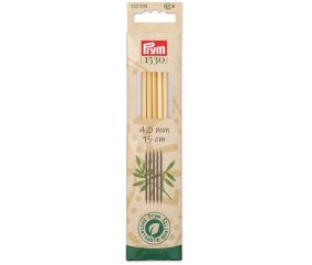 Aiguilles à tricoter doubles pointes 15cm en bambou N°2,5 à 4 - Prym