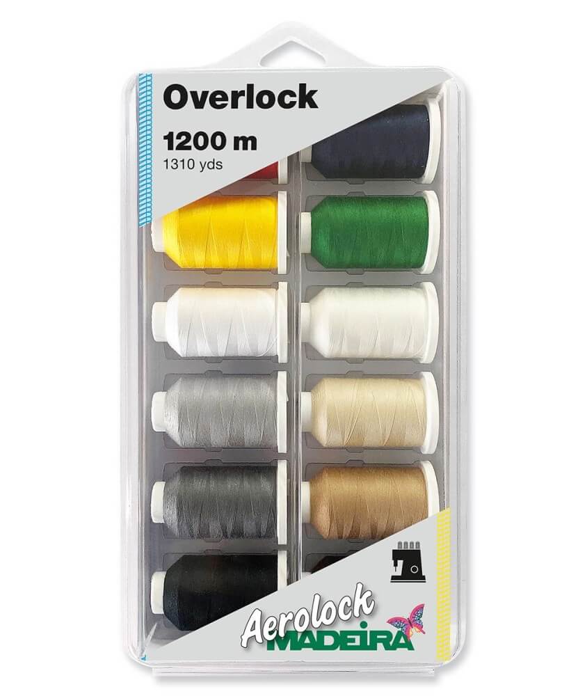 Coffret de 12 cônes de fil mousse uni Aeroflock N°125 Madeira - 1200m - Certifié Oeko-Tex