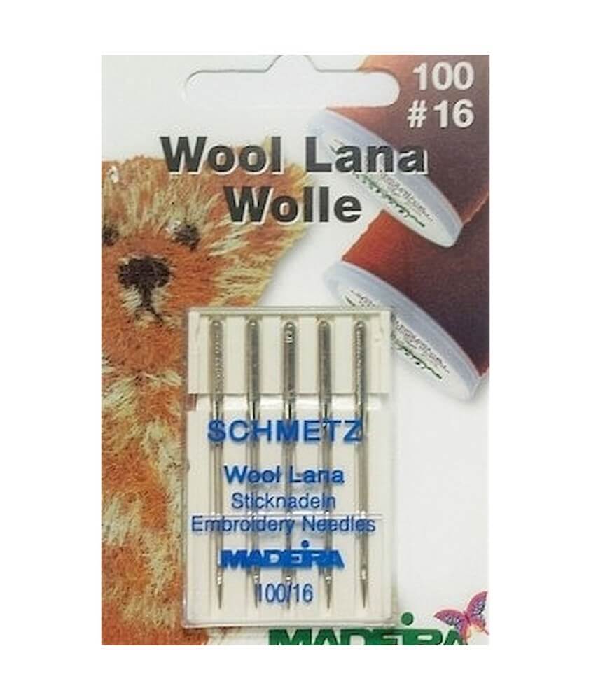 Aiguilles à broderie Wool Lana pour Machine à broder - Dimension 100/16 - 5pces - Madeira