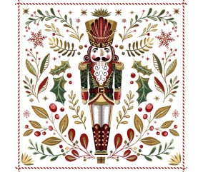 Carré jacquard 48x48 cm Nöel casse noisette