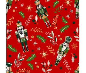 Tissu Noël coton casse noisette